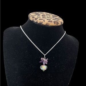 Elegant Silver Necklace with amethyst and glass bead Accents